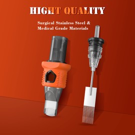 INKin Tattoo Needles, Finger Ledge Tattoo Needles #12 (9RS) 0.35 mm Standard Round Shader Pack of 16 for Tattoo Machine and Tattoo Pen (1209RS)