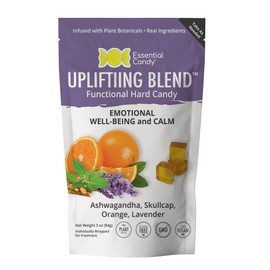 Uplifting Blend Functional Hard Candy | Supports Calm, Mood Balance, Relaxation | Ashwagandha, Orange, Lavender, Skullcap | Gluten-Free, Non-GMO, Vegan - 24 Count (Pack of 1)