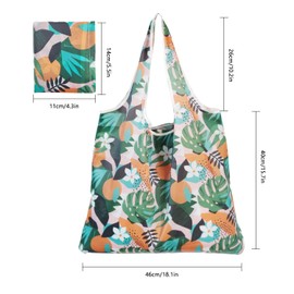 ALLY-MAGIC Reusable Shopping Bags, Foldable Shopping Bags Washable Grocery Bags Foldable in a Pouch Eco Tote Shopping Bag Groceries Tote Bags Y6-HSHBD (Leaves)