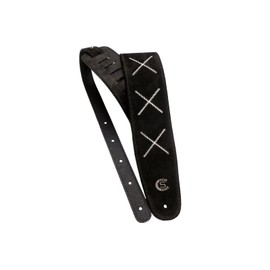 Custom Style T8SUBKX Guitar Strap for Bass Guitar Embroidery X Black Suede
