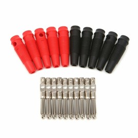 Banana Plugs with Cross Hole 4 mm Pack of 10 5 Red 5 Black