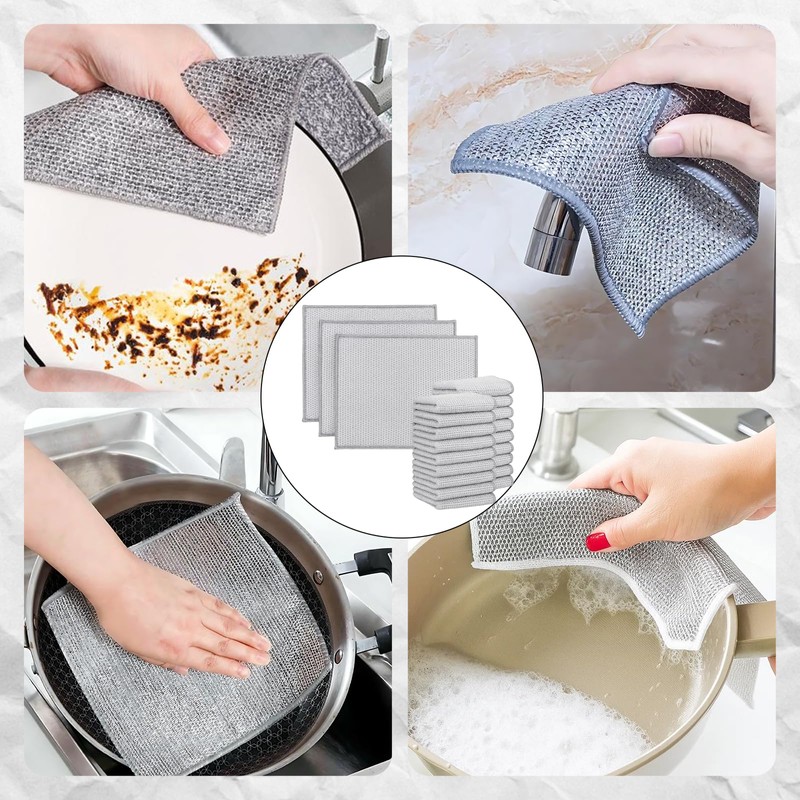 WonHey solara lux scrub cloths, 40PCS Multipurpose Dishwashing Rags, Non-Scratch