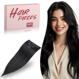 TESSHAIR Clip in Hair Extensions Long Straight, 100% Real Human Hair,No Tangle & Smooth,120g, 18 Inch,#01 Jet Black