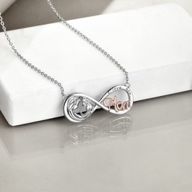 Infinity MOM Necklace for Woemen 925 Sterling Silver I Love You Foerever Pendant Necklace Best Gift for Women