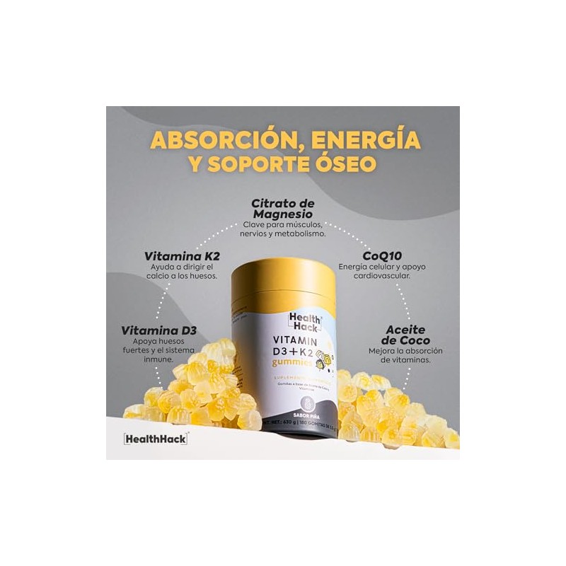 Vitamina D3 + K2 400 UI Aceite de Coco 180