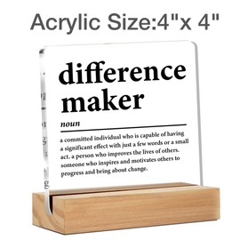 Difference Maker Gifts Office Decor for Teacher Mentor Coach Boss, Thank You Gifts for Women Men Inspirational Motivational Desk Decor Cute Office Supplies Clear Decorative Acrylic Sign, 4 x 4 Inches