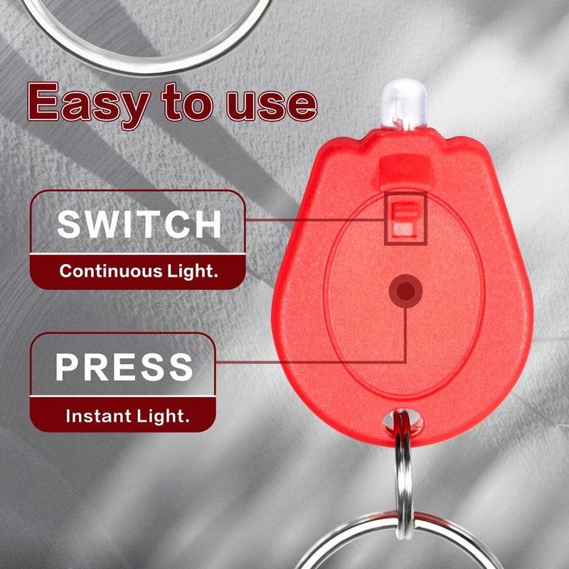 RaySoar 6 Pack Ultra Bright Red LED Keychain Flashlight, Mini