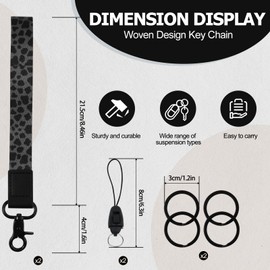 SMLBJUTE 2 Pack Wrist Lanyard for Keys, Keychain Wristlet, Wrist Keychain, Wrist Lanyard for Wallets, ID Holders, and Phones (Black Leopard)