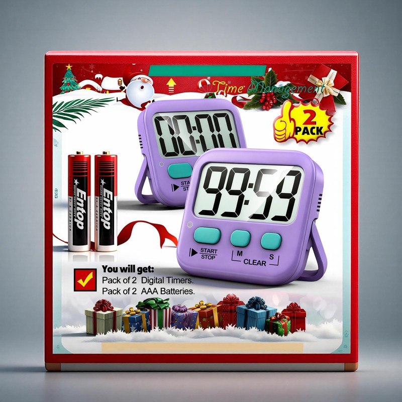 Antonki 2 Pack Digital Timer for Kids, Magnetic Countdown Kitchen