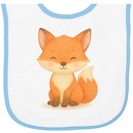 inktastic Cute Fox Illustration Baby Terry Cloth Bib White and Light Blue 46ceb