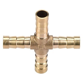 5 Pieces 4-Way T Brass Hose Connector Fitting, Cross Barbed Plug Air Water Oil Gas Fuel 6/8/10/12 mm (8 mm)