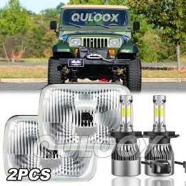 QULOOX For Ford Bronco 1978-1986 DOT 5x7" 7x6 inch LED Headlight Bulb HIGH+LOW Beam DRL