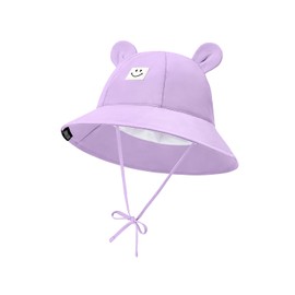 Century Star Baby Sun Hat for Girls and Boys with 3D Bear Ears, Adjustable Baby Hat with Cute Smile, for Girls 1-3 Years, Soft Playground Outdoor Hat, purple, M