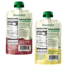 Beech-Nut Toddler Smoothies Variety Pack, Yogurt Smoothies with Prebiotics, Baby & Toddler Food Pouches, 3.5 oz (18 Pack)