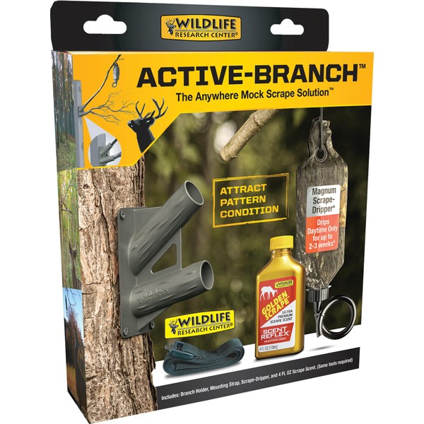 Wildlife Research Center Active-Branch Mock Scrape Kit for Whitetail Deer Hunting, Includes Golden Scrape Premium Scrape Scent