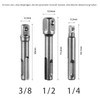 3 Stück SDS Plus Stecknuss Adapter Set,1/4",3/8",1/2" Vierkant Bohrer Schnellwechsel