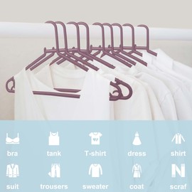 Byomostor Plastic Hangers 50 Pack, Light Weight Durable Clothes Hangers with Hooks Standard Size G-Shape&Non-Slip Coat Hangers for Everyday Use (Purple)