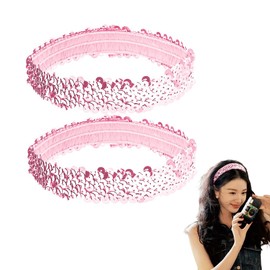 Tofwaol Sparkly Headbands for Women Stretchy Sequin Headband 70s Hair Accessories for Women Pink Glitter Head Bands for Women's Hair No Slip Glitter Hairbands for Sports Disco Elastic Hairbands 2PCS