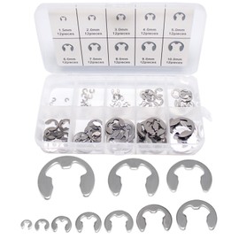 120/200 Pcs Circlips Assorted Sizes, E Clips, E-Clips Circlip External Retaining Rings Assortment Set, Snap Rings Assortment Kit, Heat Treated External Retaining Clips(Color:Silver, 200pcs)