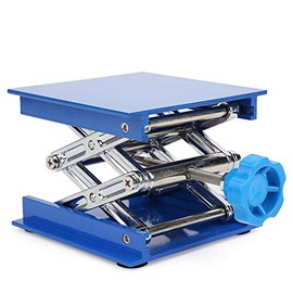 Laboratory Lifting Platform, Blue Galvanised Aluminium Laboratory Lifting Platform Stand Rack Scissor Jack Lifter (100 x 100 x 160 mm)