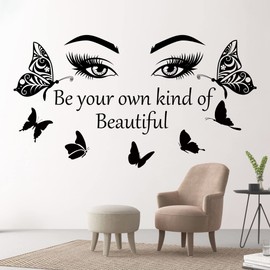 Inspirational Quotes Wall Decals Eye Eyelash Wall Decal Motivational Lettering Wall Stickers Positive Saying Wall Decor Stickers for Women Girls Home Bedroom Living Room Bathroom