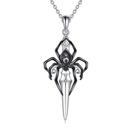 YAFEINI Dagger Necklace 925 Sterling Silver Spider Sword Pendant Dagger Jewellery Gift for Women Girls Men Boys (spider dagger)