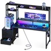 Casaottima 55 Inch Gaming Desk with Hutch, 3 Fabric Drawers,