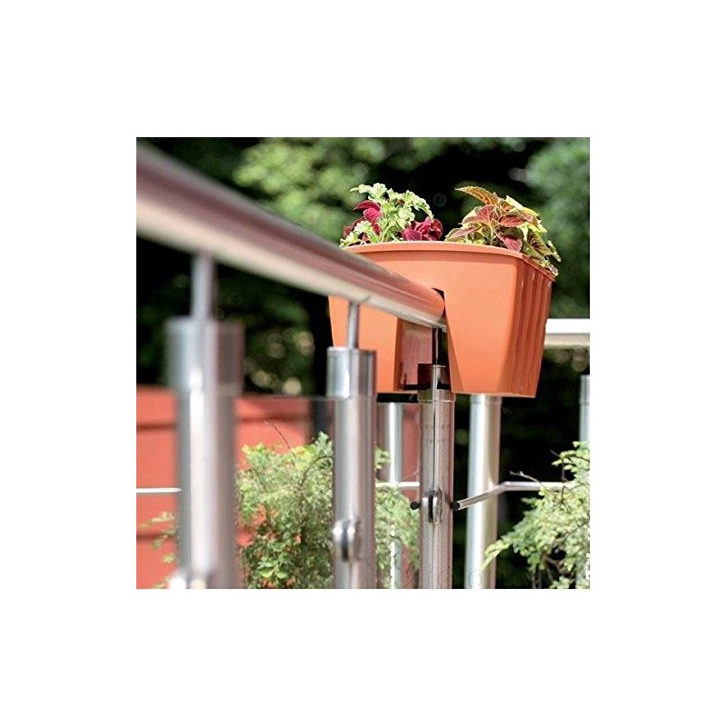 NEW PLASTIC BALCONY WHITE CROWN POT FLOWER PLANTER RAILING 24CM