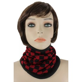 Unbranded Women Scarf Turtle Neck Warmer Head Cover Outdoor Face Mask Sport Red Checkered