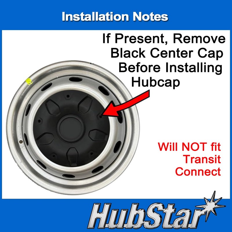 HubStar Hubcap Replacement for Ford Transit 150, 250, and 350: