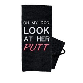 Funny Golf Towel for Women - Golf Towels for Golf Bags with Clip - Womens Golf Towel - Look at Her Putt