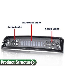 GRAND ORANGE LED 3rd Brake Light Compatible with 2009-2010 Dodge Ram 1500/2010 Dodge Ram 2500 3500/2011-2017 Ram 1500 2500 3500 Truck Tail Brake Light Cargo Lamp Smoke Lens Chrome Housing