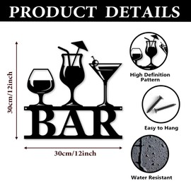 Artinme Bar Signs Metal Bar Wall Decor, Modern Fashion Bar Decorations For The Home,12x12inch Stylish Design