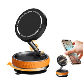 atnayo Vacuum Magnetic Phone Holder, 360° Retractable Folding Suction Phone Holder Mount(Orange)