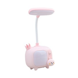 LED Desk Lamp High Brightness Adjustable Rechargeable Bedside Table Night Light for Bedroom Pink Rabbit