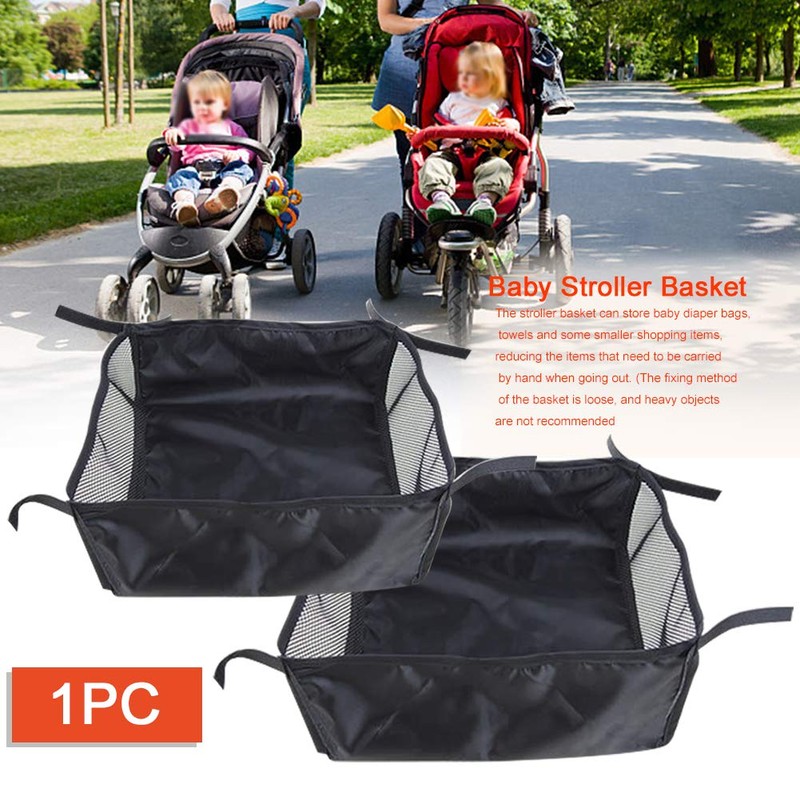 MOVKZACV Baby Stroller Basket, Baby Pram Universal Bottom Basket Sundries