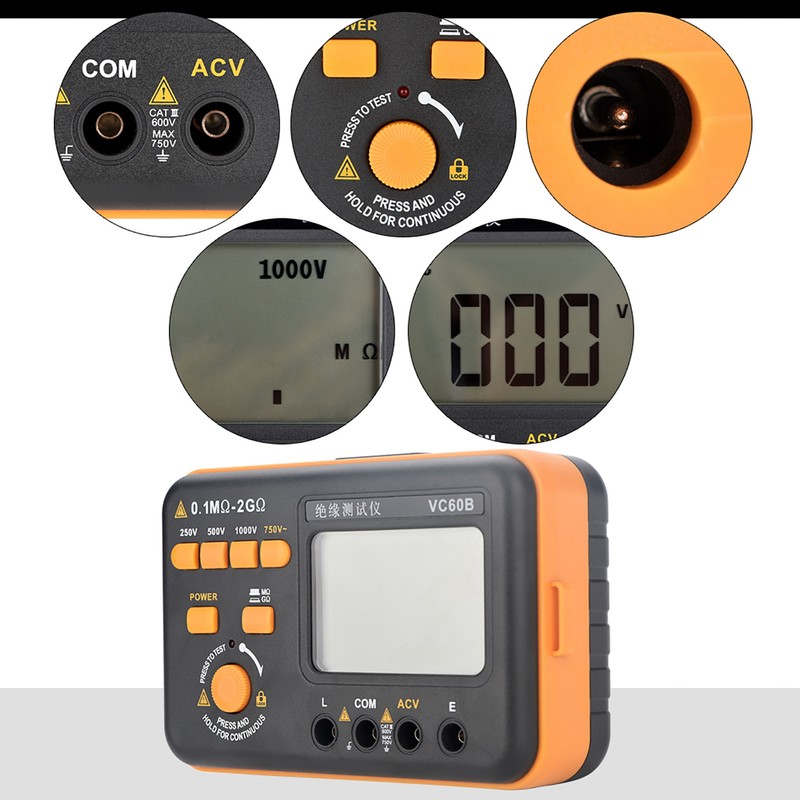VC60B LCD Digital Insulation Resistance Tester MegOhm Meter Testers Measure