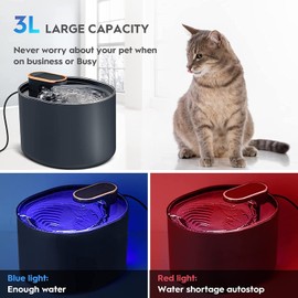 Cat Water Fountain Pet Fountain Dog Water Dispenser: Easy to Clean and Assemble-Filters Included-for Multi Pet Households 3L
