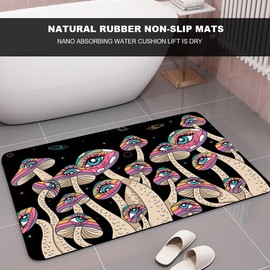 Yesad Bathroom Rugs Rubber Backing, Eye Mushrooms Mat, Non-Slip Kitchen Rugs, Quick Dry Bath Mat Kitchen Mat Home Decor Rug for Bedroom Kitchen Entryway Bathroom (24"x16", Eye&Mushrooms)