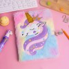 * Cuaderno A5 De Peluche De Unicornio C/candado *