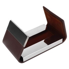 FastUU Estuche para Tarjetas de presentación, Tarjetero para Tarjetas de presentación Robusto y Duradero Portatarjetas de Visita de Acero Inoxidable para el Vendedor, para el(Brown)
