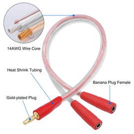 XMSJSIY 4mm Bananenstecker Stecker zu doppelter Buchse Splitter 1 bis 2 Audio-Verlängerungskabel 14AWG HIFI-Lautsprecherkabel mit 4mm Bananenstecker vergoldeter Stecker Lautsprecherdraht - 1Pair