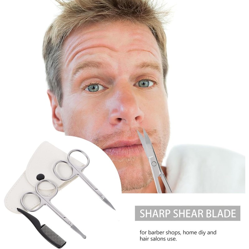 Minkissy Kit de tijeras para barba y bigote para nariz