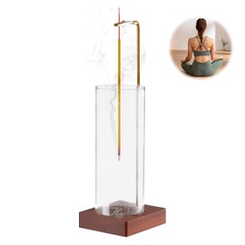 Incense Stick Holder, Modern Incense Stick Holder with Removable Ash Catcher, Incense Holder Wooden Base, Wood Inverted Incense Burner