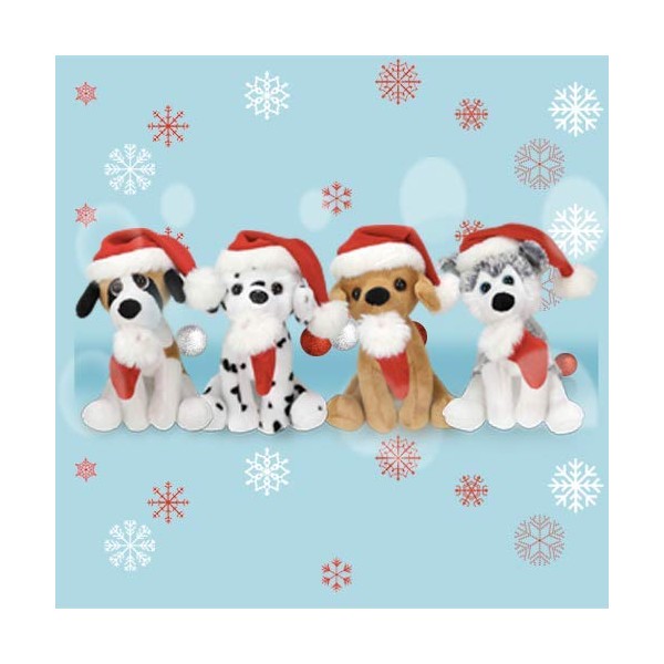 Plushland Xmas Pawpal with Santa Hat Stuffed Animals Plush Puppet Dog 8 Inches for Kids - A Perfect Christmas Day Gift on This Holiday for Babies (Husky)