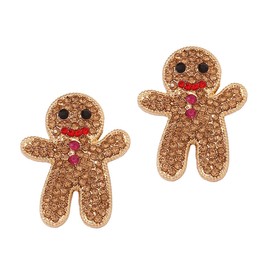 Christmas Bow Hoop Earrings for Women Cute Gingerman Santa Claus Dangle Drop Earrings Xmas Festival Jewelry (Gingerman B)