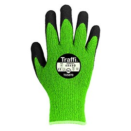 Traffi TG5070 X-Dura Latex D Safe To Go Glove, Cut Level 5, Green, 8 Size, Pair, Pack of 10
