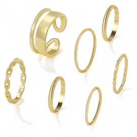 Dream Aurora Gold Rings Set for Women,Simple Knuckle Rings Women Gold,Vintage Stackable Joint Finger Midi Rings Dainty Cute Rings Pack Jewelry for Valentine's Day,Birthday Parties