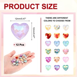 sourcing map 12pcs 12mm Heart Crystal Rhinestones Pointed Back Glass Rhinestone Gems for Jewelry Making DIY Crafts, Violet Purple