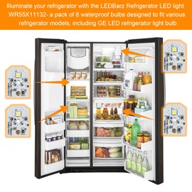 LEDBarz 2024 Upgraded WR55X11132 Refrigerator LED Light for GE Refrigerator LED Light Assembly Replacement WR55X25754 3033142 AP5646375 PS4704284, No-Include Plastic Cover, Waterproof 4-Pack